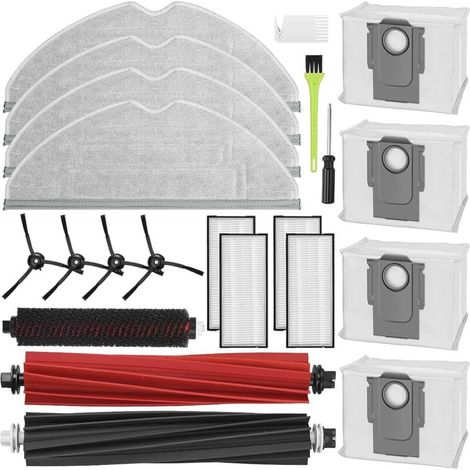 Accessoires pour Roborock S8 Pro Ultra, Pièces de Rechange de 2 Brosses Principales, 4 Filtres, 4 Serpillières, 4 Sacs à Poussière et 4 Brosses Latérales (1/4)