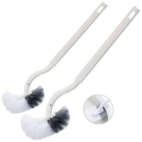 2PCS Brosse de Toilette Brosse WC Brosse de Toilettes à Manche Long Plastique, avec des Poils Solides pour Le Ménage des Toilettes, Nettoyage en Profondeur, Blanc (1/5)