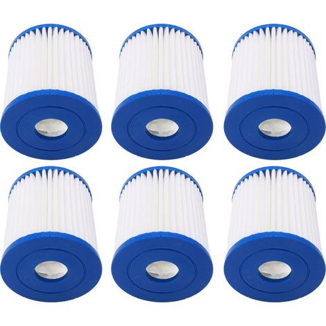 Lot de 6 cartouches filtrantes de rechange pour pompe à eau de piscine, éléments filtrants en polyester (1/5)