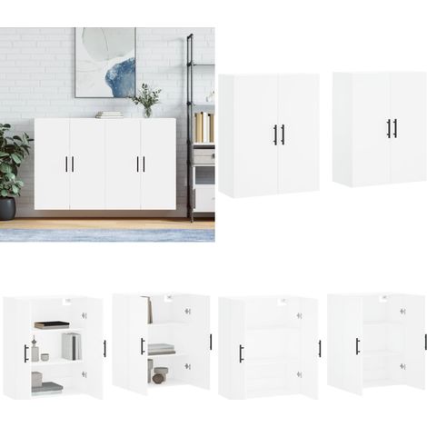 Armoires murales 2 pcs blanc 69,5x34x90 cm - Meubles De Rangement - Buffet - Meuble Mural - Armoire Blanche - Armoire De Rangement - Home & Living (1/5)