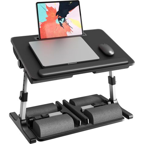 Table d'ordinateur portable pour lit, réglable en hauteur et angle réglable, coussin pour ordinateur portable 2 en 1, pliable, plus grande table d'ordinateur portable pour lit, canapé, sol (1/5)