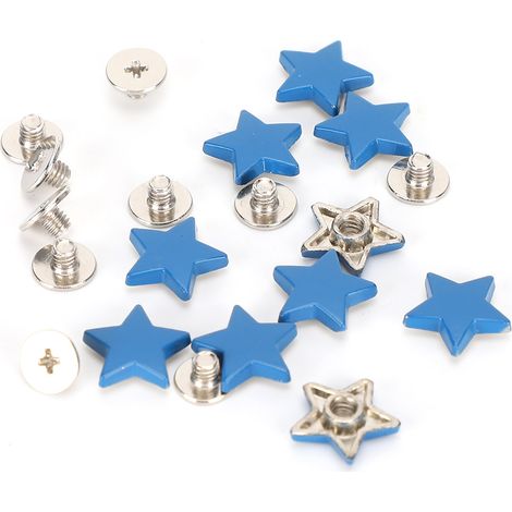 50 jeux de rivets en forme d'étoile à cinq branches avec vis, 12 mm, bleu plat (1/5)