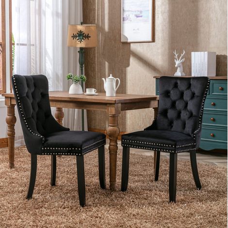 sedia sala da pranzo velluto nero schienale alto pregio OKMYHOME (1/5)