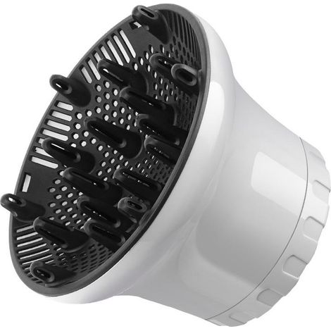 Fer à friser universel pour sèche-cheveux (blanc) avec embouts diffuseurs réglables de 3,5 à 6,5 cm pour cheveux bouclés ou ondulés. (1/5)