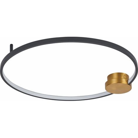 Plafonnier LED Condida anneau noir/or 60cm 24W Reality (1/3)