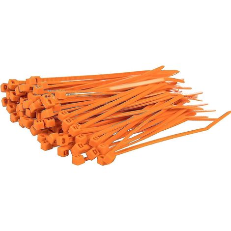Lange, robuste silberne Kabelbinder, 370 mm x 4,8 mm, 100er-Packung, aus hochwertigem Nylon, 150 mm x 3,6 mm Reißverschluss, orange