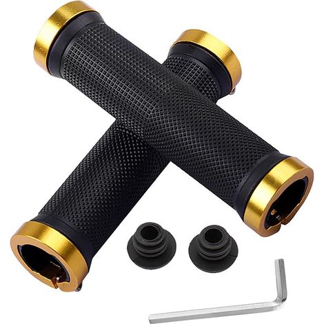1 paire de poignées de vélo ergonomiques pour guidon de vélo Poignées de guidon Poignées de guidon Poignées de vélo Poignée VTT Poignées avec serrure en aluminium et clé Allen pour vélo de 22,2 mm (1/5)
