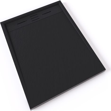 HIEMAL Receveur de douche 70 x 100 cm résine Noir aspect ardoise + bonde incluse - Salle de bain (1/5)