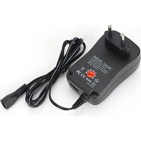 Adaptateur secteur 30 W, tension réglable 3-12 V, 9 connecteurs CC, sortie 2,1 A, prise 100-240 V (UE). (1/5)