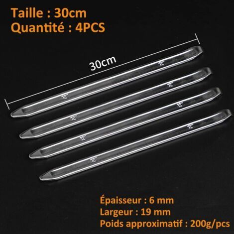 NALOOKAMIC  4 Pièces Démonte Pneu Manuel, 30cm Demonte Rneu Moto/Voiture en Acier Au Manganèse,Outils de Réparation Levier Demonte Pneu Vélo Voiture Moto (Argent)