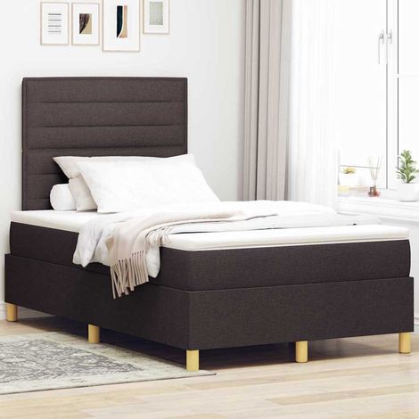LED Boxspringbett mit Matratze Dunkelbraun 120 x 190 cm Stoff