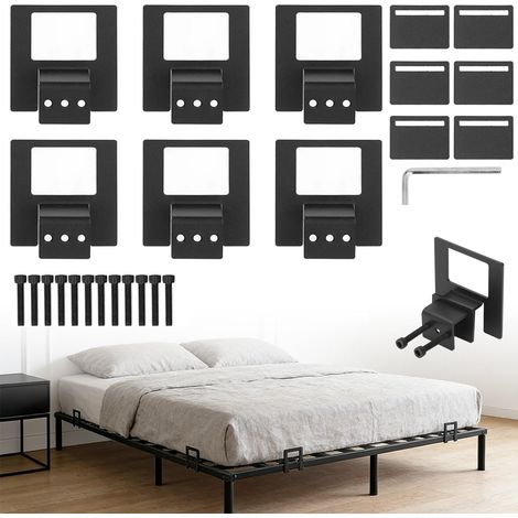 Supports De Matelas Antidérapants: 6 Pièces Cale Matelas, Arret Antidérapants Et Réglables, Stabilisateurs De Matelass pour Cadre De Lit en Métal (Noir) (1/5)