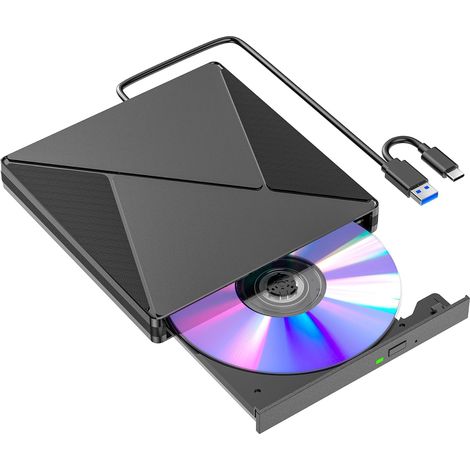 Lettore DVD CD Esterno per PC Portatile Masterizzatore CD/DVD +/-RW Drive CD ROM Unità DVD Esterne per Windows 11/10/8.1/7/XP/Vista/Linux/MacOS/Linux/Laptop/Desktop (1/5)