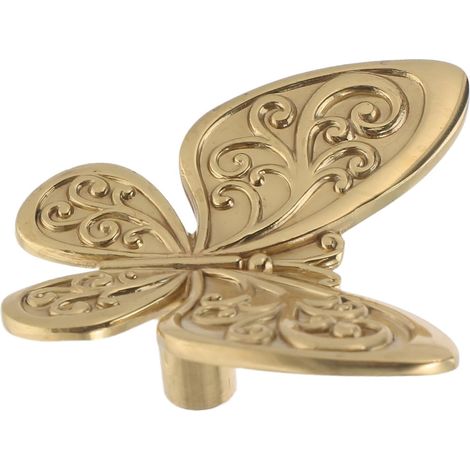 Poignée de meuble vintage en laiton doré forme papillon (1/5)