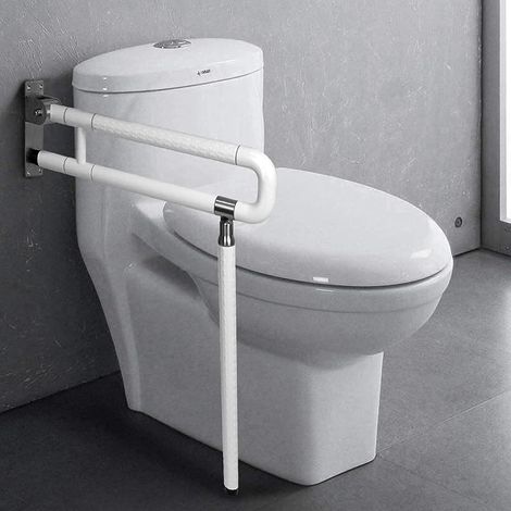Toilet Grab Bar, Wall Support Bar, Disabled Toilet Support Bar, 60 cm Folding Shower Grab Bar with Ring Light, 90° Vertical Rotation, for Bathrooms, Disabled (With Stand) (1/5)