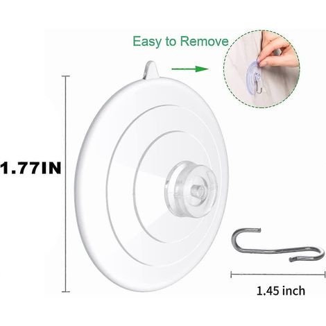 Crochet à ventouse transparent 5 lb pour la maison, la cuisine, la salle de bain, les murs et les fenêtres, pour suspendre serviettes et peignoirs, crochets utilitaires de 1,77 po, accessoires de rang (1/4)
