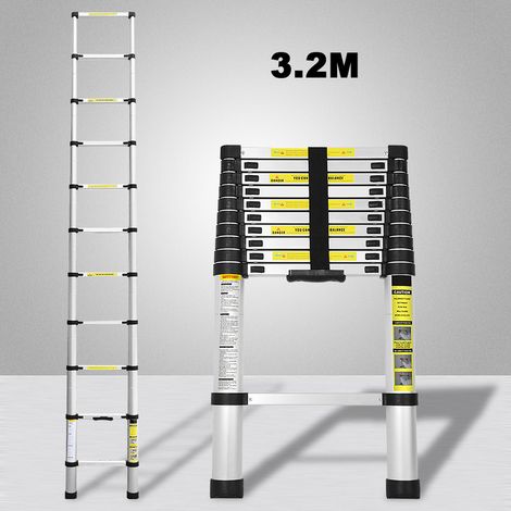 Echelle Télescopique 3,2m jusqu'à 150 kg Escabeau stable en aluminium 3,2 m (1/5)