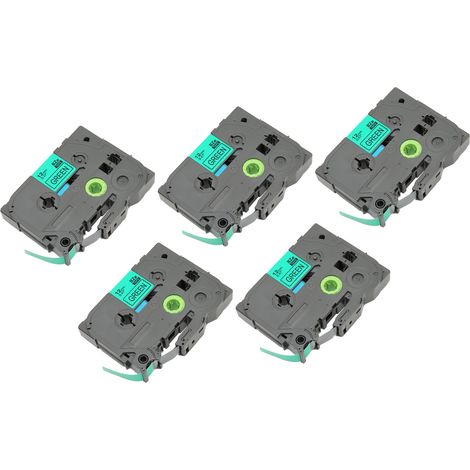 rouleaux de ruban adhésif pour étiqueteuse, noir sur vert, 12 mm, BZE731, ruban laminé à forte adhérence pour impression d'étiquettes Ptouch PTD210 PTH100 (1/4)