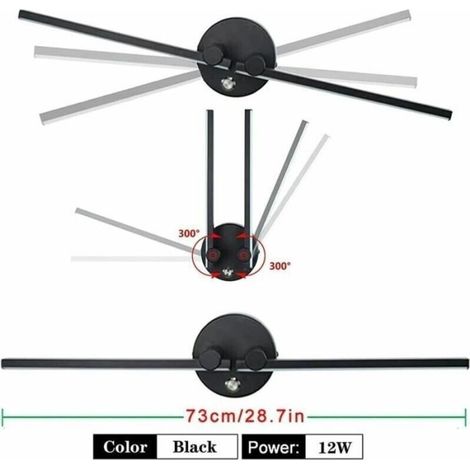 Applique Murale Salle de Bain avec Interrupteur - Double Lumière LED 12W pour Miroir (Noir 3000K) (1/3)