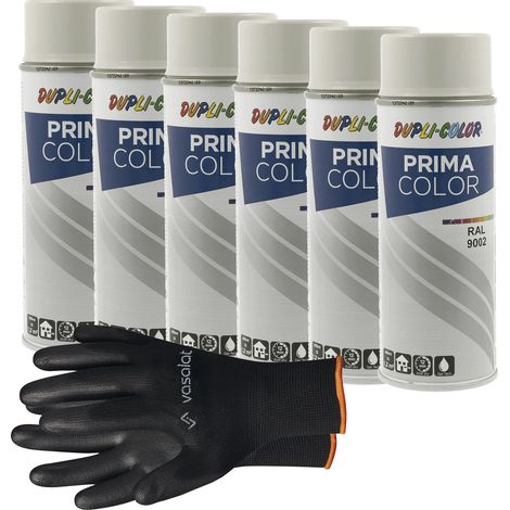 vasalat Dupli-Color Lackspray grauweiß glänzend RAL 9002 - Sprühlack für Metall, Kunststoff und Holz - wetterfeste Sprühfarbe für den Innen- und Außenbereich UV -beständig, 6 Stück