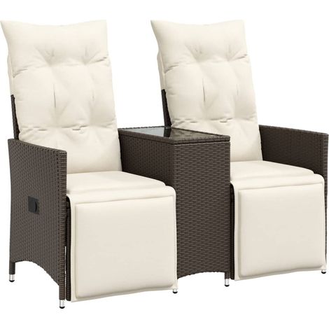 Maison Exclusive - Gartensofa 2-Sitzer Verstellbar mit Tisch Brau
