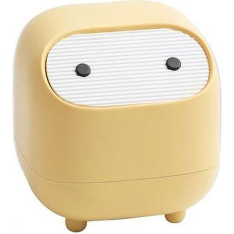Petite poubelle, jolie poubelle de bureau Ninja avec couvercle, poubelle de voiture avec couvercle, poubelle domestique, poubelle de bureau (poubelle jaune) (1/5)