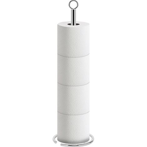 Support de Papier Toilette sur Pied pour Salle de Bain/Cuisine, Rangement de Papier Toilette avec réserve, Support de 4 Rouleaux pour Salle de Bain/Cuisine Tout en métal, Finition chromée (1/5)