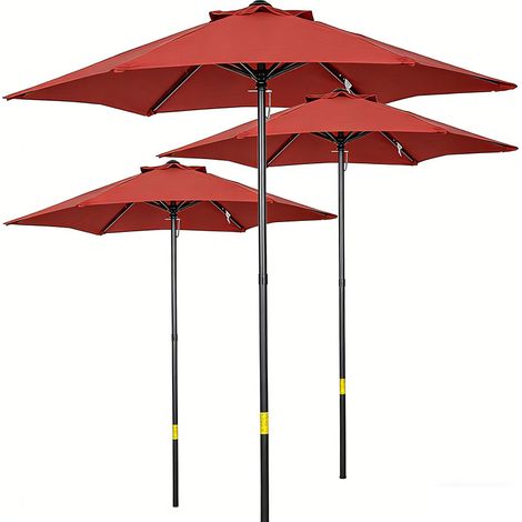 3er-Set sonnenschirm Ø196 cm, Drehbar Sonnenschirm mit Knickfunktion, sechseckig Balkonschirm Strandschirm windfest stabil Marktschirm Kurbelschirm Sonnenschutz für Strand Balkon Garten, Weinrot