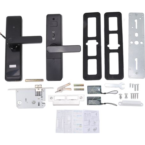 Verrou intelligent de porte anti-effraction, serrure électronique entièrement automatique avec empreinte digitale, application mobile, noir. (1/5)