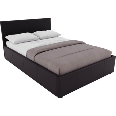 Lisbon King Size Ottoman Faux Leather Bed, Brown & Gel Memory Foam Pocket Spring Mattress, King (1/5)