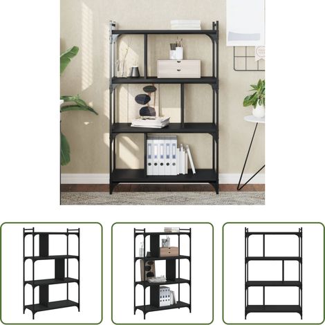 Rangement livres - Bibliothèque à 4 niveaux noir 76x32x123 cm bois d'ingénierie (1/5)