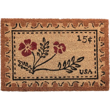 Doormat Natural Coir with Anti-Slip Bottom 40 x 60 cm Anti Slip Decoration Vintage Print Welcome Mat ILOILO (1/5)