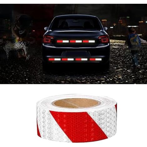 Ruban réfléchissant autocollant de 5 cm x 10 m, imperméable, adapté aux véhicules et à une utilisation extérieure (blanc/rouge) (1/5)