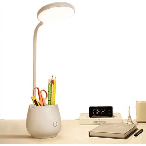Lampe de Bureau LED , Avec support pour téléphone portable, porte-stylo, 3 modes d\éclairage, protection des yeux, rechargeable no