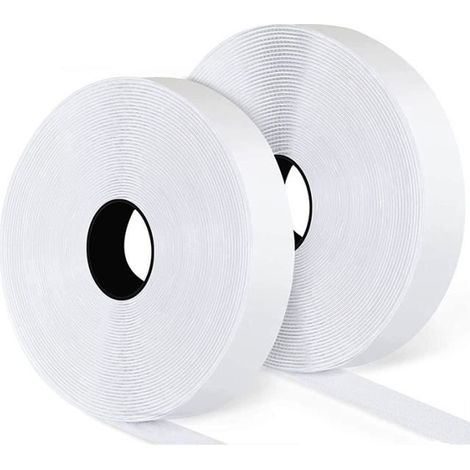 Scratch Autocollant,Rubans Adhésifs 25M, Bande Agrippantes Adhésives, Bande Adhésives ,Blanc (1/4)