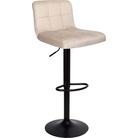Sgabello da bar Arako in velluto nero e beige.
