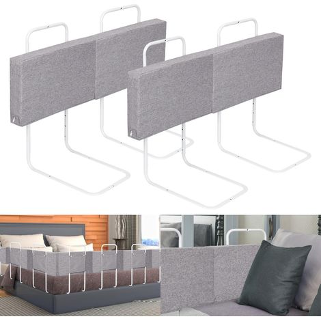 TolleTour Set da 4 sponda letto bambini 50 cm, protezione anticaduta regolabile, lino (1/5)