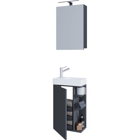 2tlg lavabo bagno Lumia armadietto a specchio 129x40x22 - VCM