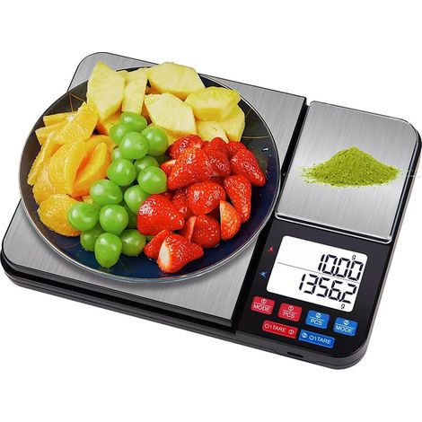Filiyano-Balance numérique double plateau, double balance de précision pour la pâtisserie, la cuisine, le café, les bijoux, en acier inoxydable, écran (1/5)