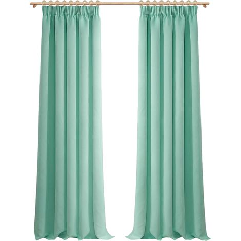 Tende oscuranti pronte, 2 pezzi tende 140x245 cm verde menta (1/5)