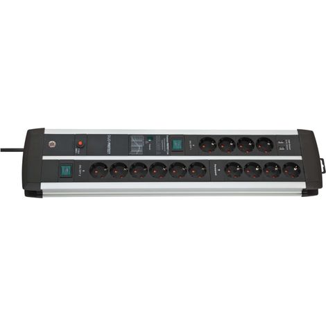 Brennenstuhl Premium-Protect-Line regleta negra plateada 14 tomas (1/4)