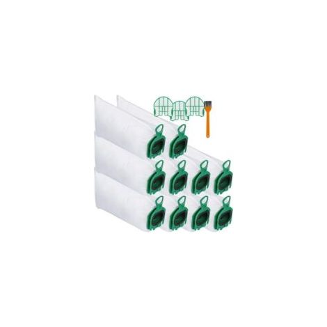 10 bolsas para aspiradora Vorwerk Kobold VB100 con 3 filtros de motor + 1 cepillo de limpieza, kit de bolsas de repuesto para el polvo - Crezuo