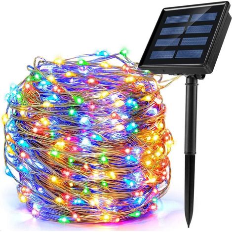 Guirlande Lumineuse Solaire Extérieur, 200 LED 8 Modes 22M Décoration Lumineuse Solaire Noël IP65 Imperméable Lampe Solaire Exterieur pour Jardin,Balcon,Terrasse, Mariage,Fête (Multicolore) (1/5)