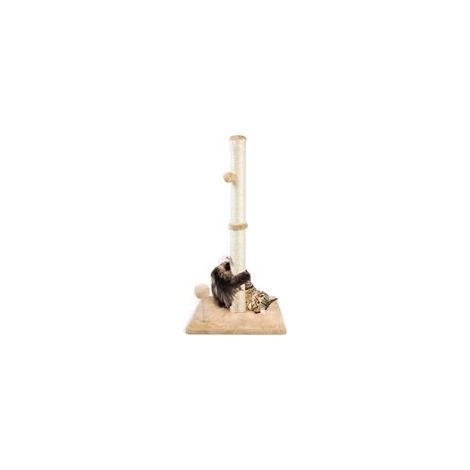 81 cm hoher Kratzbaum für Wohnungskatzen, 3-in-1-Kratzbaum mit Plüschtieren, Premium-Sisal-Kratzbaum für Katzen jeden Alters mit verstärktem, stabilem Sockel, Beige-Crezuo