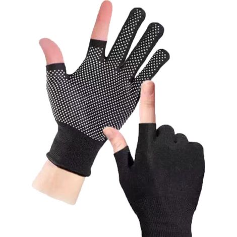 10 paires de gants sans doigts légers pour hommes et femmes, gants de travail demi-doigts fins et respirants pour l'entraînement de force, l'escalade, le cyclisme et le fitness (noir) Taille unique (1/4)