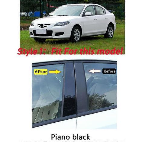 8 autocollants de garniture de montant de porte et de fenêtre en polycarbonate pour Mazda 3 Berline 2006-2013 (1/5)