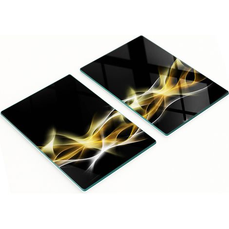 Juego de dos tablas de cocina de cristal con diseño abstracto y ligero, 2x40x52 cm. (1/5)