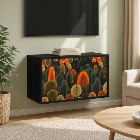 vidaXL Wall-mounted TV Cabinet ZAANDAM 69 x 33 x 40 cm Black Oak (1/5)