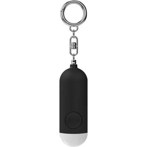 (Noir) Porte-clés d'alarme de sécurité d'autodéfense d'urgence de 130 décibels avec lumière LED, pour l'autoprotection des femmes. (1/5)