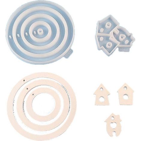 Moule en silicone à six cercles reliés pour décoration murale de maison et pendentif.